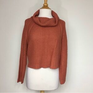 3/$25 Full Circle Trends Coral Turtleneck Boxy Cable Knit Sweater Size Large